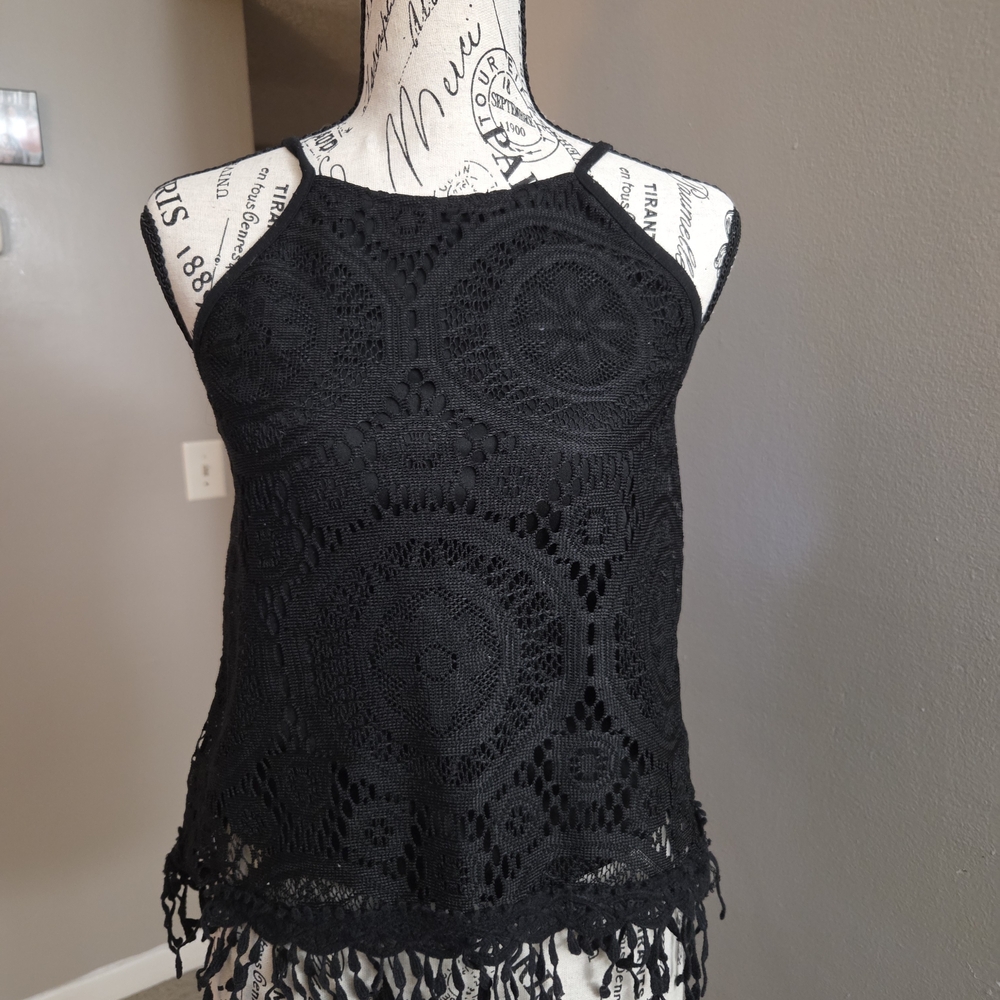 Xhilaration Black Crochet Crop Top